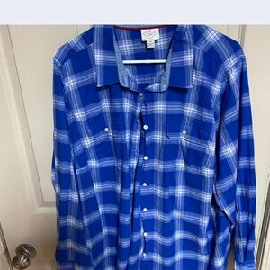 St. John's Bay Blue and White Plaid Casual Shirt